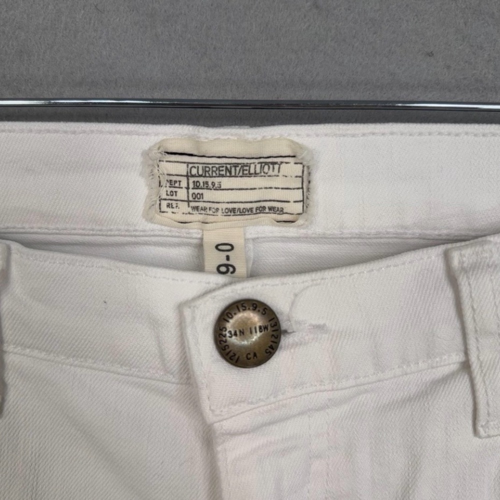 Current Elliott Jeans Womens 29 White The Flip Flop Mid Rise Flare Frayed Hem - Picture 5 of 13